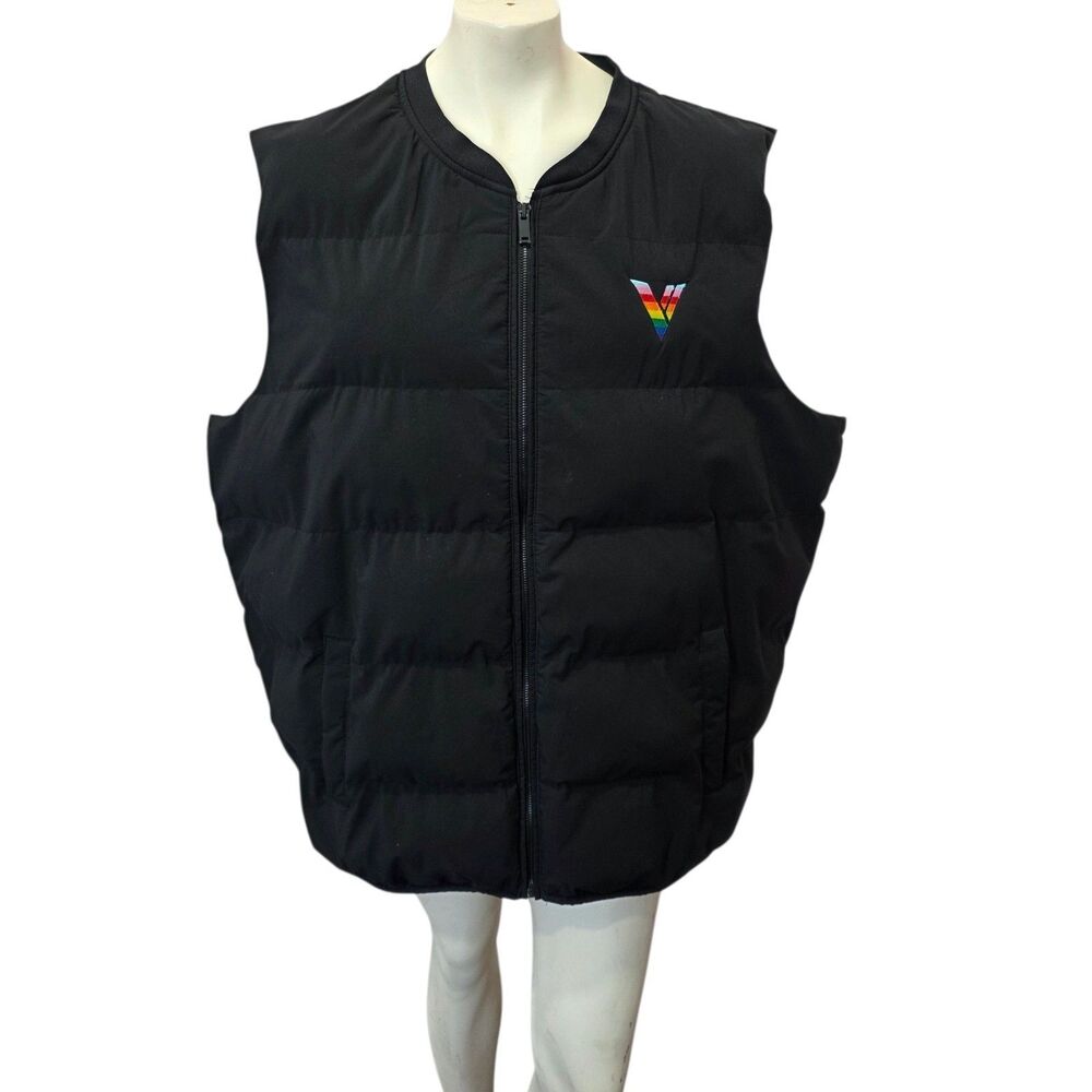 Mercer+Mettle 3XL Black Puffer Vest Rainbow Pride Logo‎ Full Zip Unisex